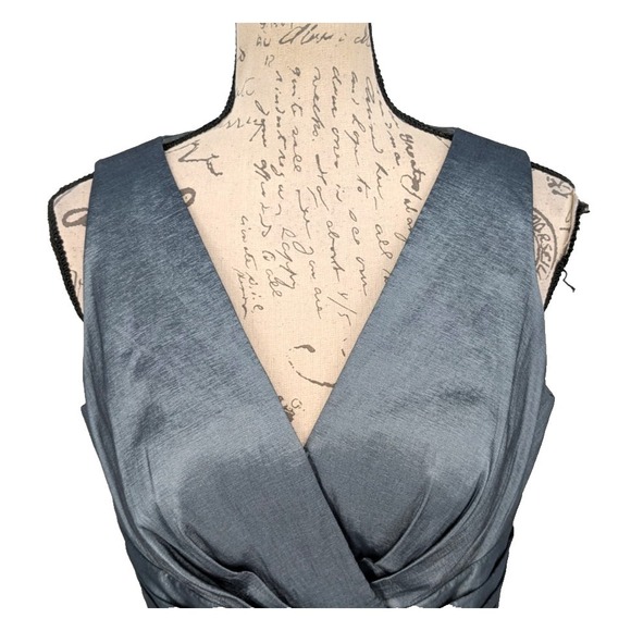 Mother of Wedding Dress SIZE 10 Steel Gray Peplum Midi SPARKLE Accent Excellent - Picture 9 of 12